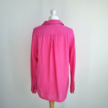 Load image into Gallery viewer, Zara Shirt Hot Pink Blouse Bright Long Sleeves 100% Viscose Button Top Medium