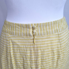 Load image into Gallery viewer, Oliver Bonas Mini Skirt UK 6 Yellow Rara Striped Lined Skater 100% Cotton Short
