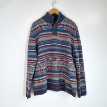 Load image into Gallery viewer, Mantaray Men's Jumper Fair Isle Pattern Wool Blend Chunky Knit Blue Pullover XL