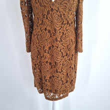 Load image into Gallery viewer, Free People Lace Dress Mini Brown Bodycon V Neck Party Long Sleeves Small
