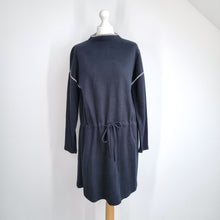 Load image into Gallery viewer, Jaeger Dress Mini Casual Long Sleeves Navy Drawstring Drop Waist Cotton Large