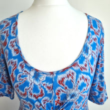 Load image into Gallery viewer, Jigsaw Skater Dress Floral Print Jersey Blue Mini Casual Knot Detail Summer XS