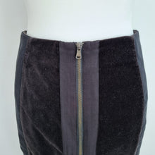 Load image into Gallery viewer, COS Pencil Skirt Velvet Full Zip Panels Black Work Party Knee Length Stretch 10