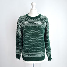 Load image into Gallery viewer, Dirty Harry Jumper Fair Isle Green Knit Retro Brighton Nordic Christmas Small