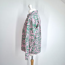 Load image into Gallery viewer, Hush Pyjama Top Shirt Medium Tiger Jungle Print Pink Green 100% Cotton Buttons