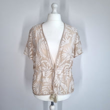 Load image into Gallery viewer, Jacques Vert Open Blouse UK 18 Cream Devore Leaf Pattern Shrug Bolero V Neck