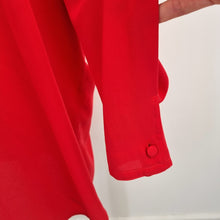 Load image into Gallery viewer, Vintage Jaeger Tunic Top UK 12 14 Berry Red Blouse Button Down Long Sleeves 80s