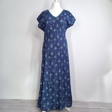 Load image into Gallery viewer, Anokhi for East Dress Maxi Block Print Floral Blue Purple 100% Cotton Boho 16