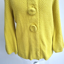 Load image into Gallery viewer, Boden Cardigan Yellow Knit Buttons Retro Cotton Angora Cashmere Chunky Retro 10
