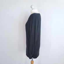 Load image into Gallery viewer, ME + EM Top T-shirt Tunic Black Long Sleeve Modal Basic Ruched Stretch Cuffed 12