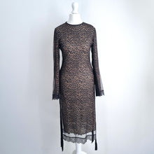 Load image into Gallery viewer, AllSaints Dress Leopard Print Tulle Kiara Linleo Party Long Sleeves Grunge Small