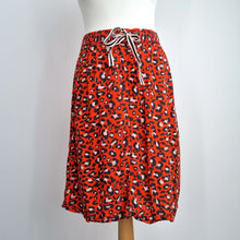 Load image into Gallery viewer, Sandwich Leopard Print Skirt UK 12 EU 40 Red Elastic Waist Tie Animal A Line