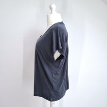 Load image into Gallery viewer, Next Scoop Neck T-Shirt UK 18 Dark Grey Ruched Back Stretch Casual Basic NEW
