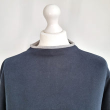 Load image into Gallery viewer, Jaeger Dress Mini Casual Long Sleeves Navy Drawstring Drop Waist Cotton Large