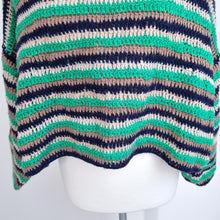Load image into Gallery viewer, Handmade Crochet Jumper Cropped Oversized Chunky Knit Boxy Green Scrap L to XXL