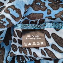 Load image into Gallery viewer, Frank Usher Midi Dress L XL Leopard Print Pockets Blue Black Short Sleeve Animal