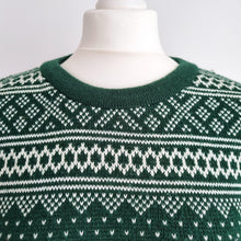 Load image into Gallery viewer, Dirty Harry Jumper Fair Isle Green Knit Retro Brighton Nordic Christmas Small