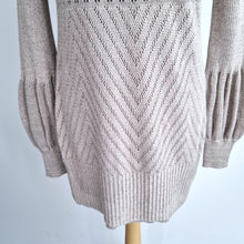 Load image into Gallery viewer, Vintage Ghost Dress Knitted Jumper Gold Beige Long Sleeve Mini Cotton Medium