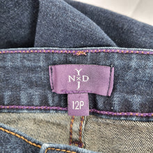 Load image into Gallery viewer, NYDJ Skinny Jeans Dark Blue Mid Rise Indigo Stretch Slimming UK 16 US 12 Petite