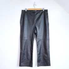 Load image into Gallery viewer, Mint Velvet Faux Leather Trousers 18 Long Black Wide Leg High Rise Work Winter