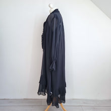 Load image into Gallery viewer, Monsoon Midi Dress Black Large Aurelia Long Sleeve Ruffle NEW Bow Party Gothic