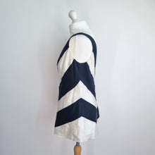 Load image into Gallery viewer, Cost Top Silk Cotton Blend Striped Black Off White Blouse Lined V Neck Party 14