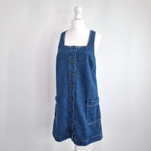 Load image into Gallery viewer, Fat Face Denim Dress Pinafore Dungaree Pockets Mini Crisscross Jeans Casual 8