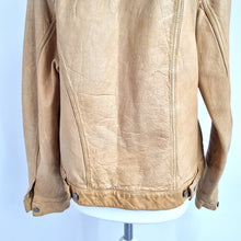 Load image into Gallery viewer, Vintage GAP Leather Jacket Tan Rare Genuine 90s Y2K Button Down Women's Medium