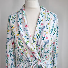 Load image into Gallery viewer, Laura Ashley Dressing Gown XL Floral Print Belted Robe Cotton Blend White Pocket