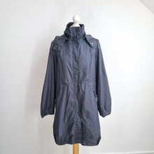 Load image into Gallery viewer, M&S Lightweight Hooded Raincoat Jacket Medium Navy Blue Removable Parka Pockets