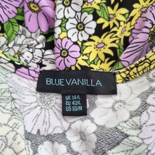 Load image into Gallery viewer, Blue Vanilla Midi Dress UK 14 Long Floral Print Lilac Yellow Buffet Boho Stretch