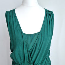 Load image into Gallery viewer, Soaked In Luxury Dress Green Faux Wrap Small Sleeveless Elastic Waist Casual