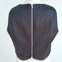 Load image into Gallery viewer, Monsoon Cropped Top Party Black Lined Back Zip Evening Boxy Sleeveless Size 14