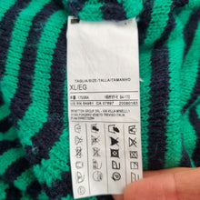 Load image into Gallery viewer, Benetton Jumper Dress Wool Blend XL Striped Green Black Winter Knitted V Neck