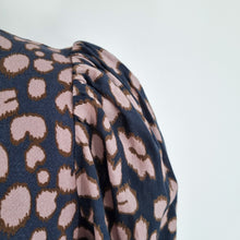 Load image into Gallery viewer, Second Female Sweatshirt Leopard Print Puff Sleeves Navy Pink Top Cotton Medium