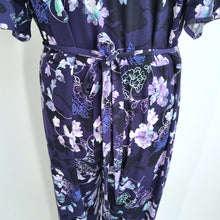 Load image into Gallery viewer, M&S Per Una Jumpsuit Belted UK 20 Purple Floral Print Pockets Slit Short Sleeve