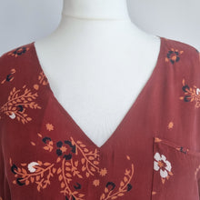 Load image into Gallery viewer, M&S Per Una Co-ord Midi Skirt Blouse Rust Brown Floral Print Set Occasion 20 22