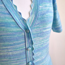 Load image into Gallery viewer, Oliver Bonas Shirt Dress Knitted Blue Scalloped Button Down A Line Casual 6 8