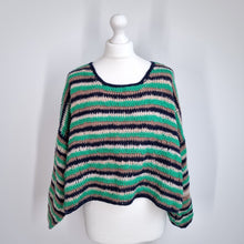 Load image into Gallery viewer, Handmade Crochet Jumper Cropped Oversized Chunky Knit Boxy Green Scrap L to XXL