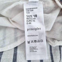 Load image into Gallery viewer, Principles Striped Midi Skirt UK 18 White Blue Cotton A Line Asymmetric Lined