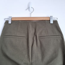 Load image into Gallery viewer, Arket Trousers Khaki Green Straight Cotton Blend High Rise Stretch Work UK 8