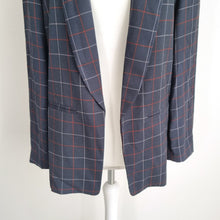 Load image into Gallery viewer, M&S Navy Check Blazer UK 8 Smart Tailored Jacket Work Office Classic Blue Open