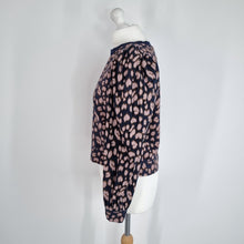 Load image into Gallery viewer, Second Female Sweatshirt Leopard Print Puff Sleeves Navy Pink Top Cotton Medium