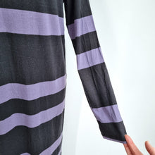 Load image into Gallery viewer, ASOS Design Maxi Dress UK 12 Black Purple Striped Long Sleeves T-shirt Grunge
