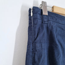 Load image into Gallery viewer, 120% Lino Linen Trousers 8 Navy Blue Cigarette Low Rise Slim Fit Work Summer
