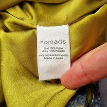 Load image into Gallery viewer, Nomads Corduroy Skirt Paisley Print A Line Pockets Blue Lined Cotton Boho 12