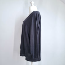 Load image into Gallery viewer, Marks & Spencer T-shirt UK 24 Black V Neck Long Sleeves Cotton Modal Top