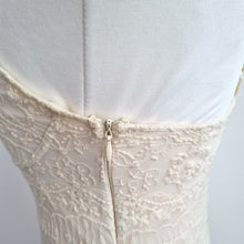 Load image into Gallery viewer, Zara Lace Midi Dress Small Embroidered Cream Slip A Line Fit & Flare Strappy