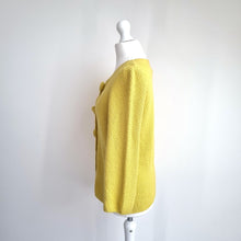 Load image into Gallery viewer, Boden Cardigan Yellow Knit Buttons Retro Cotton Angora Cashmere Chunky Retro 10