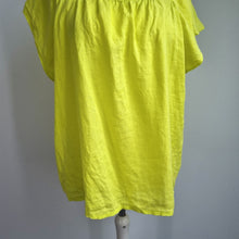 Load image into Gallery viewer, Next 100% Linen Blouse UK 20 Neon Yellow Top Boat Neck Short Sleeves Holiday